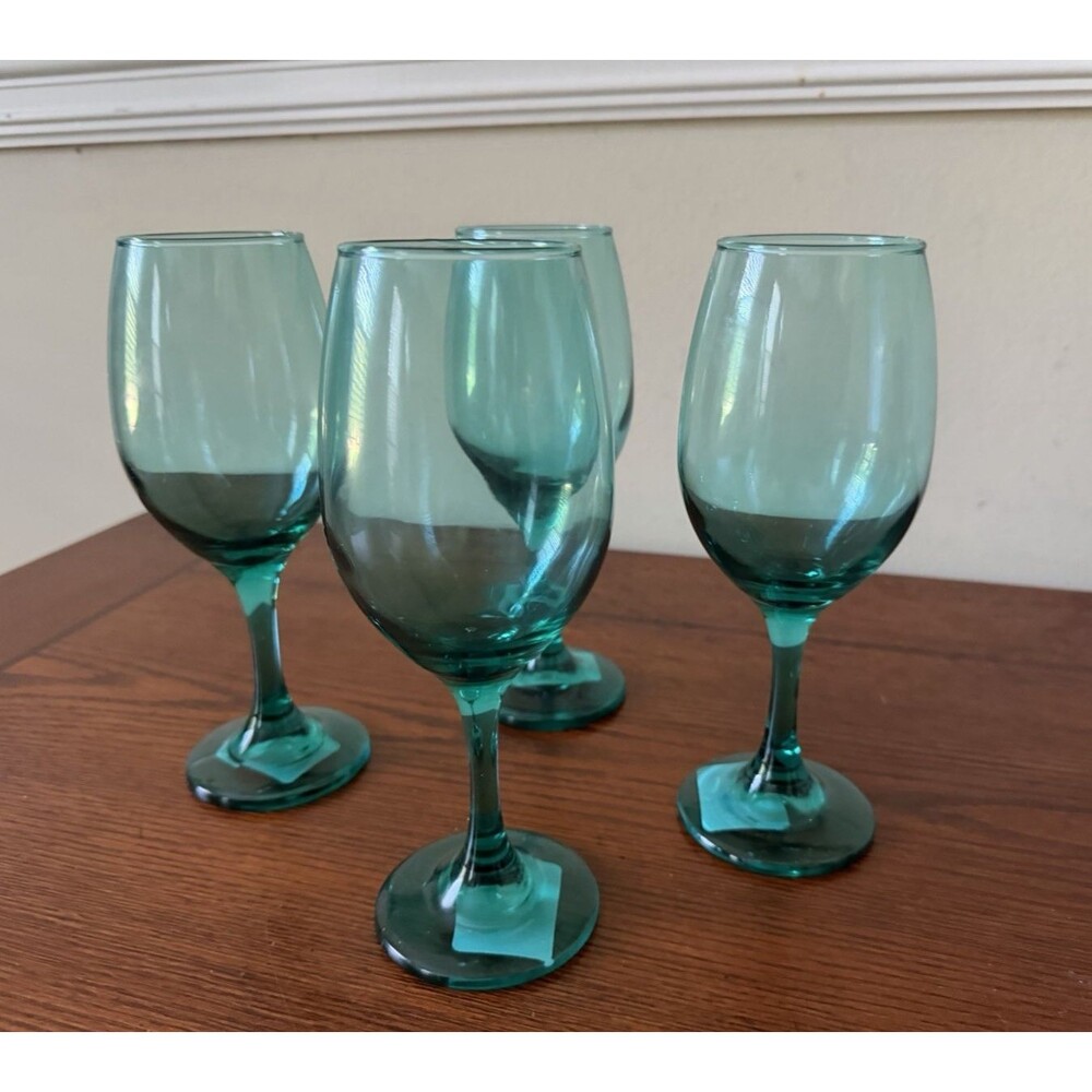 Cristar Rioja Wine Glasses Smoke Green 8" 12oz Goblets Set of 4 - Picture 2 of 11